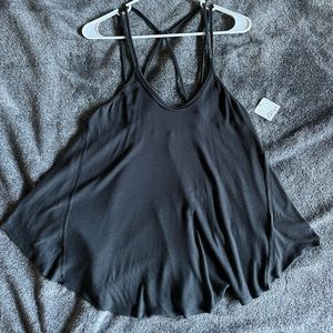 Free People M Rock Your World Charcoal Gray Tank